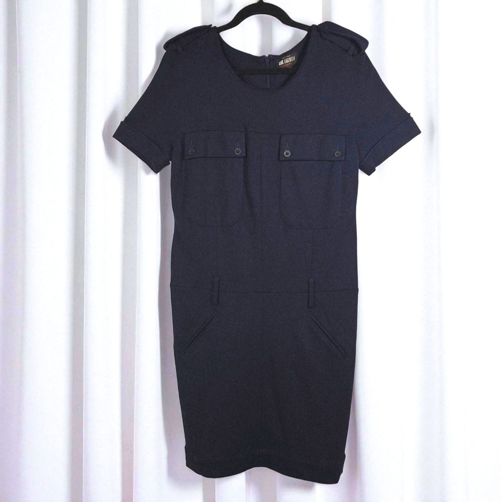 Karl Lagerfeld‎ for Impulse Dress Women Medium Navy Blue Short Sleeve Career